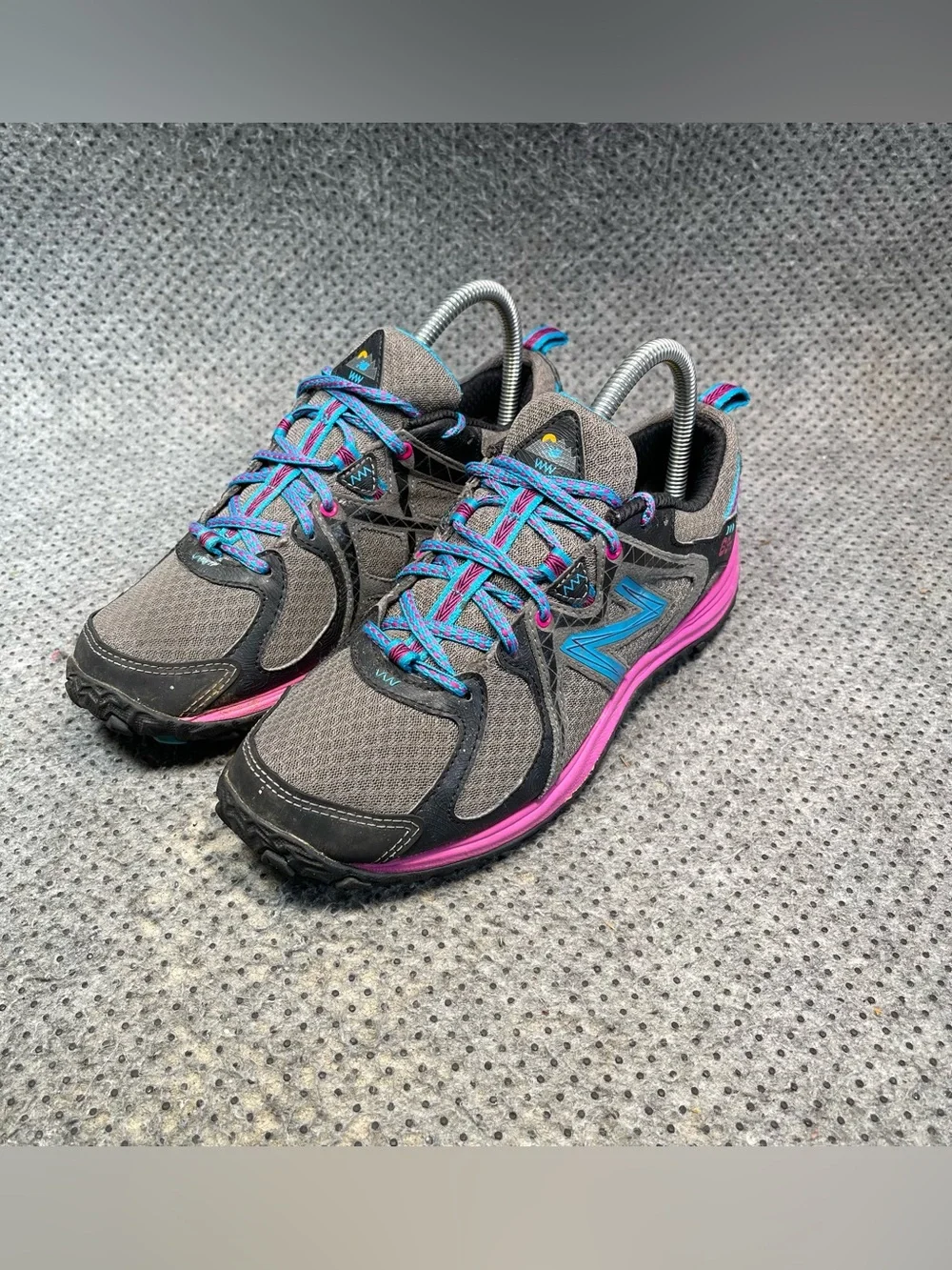 New Balance Women's Gray Athletic Sneakers with Pink and Blue Accents